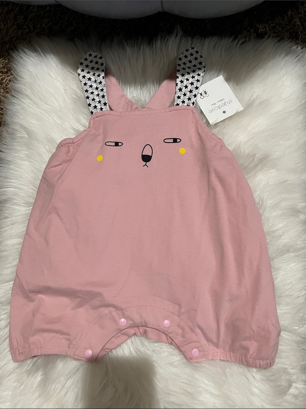 OshKosh B'gosh Pink Bunny Face Romper with Star Straps